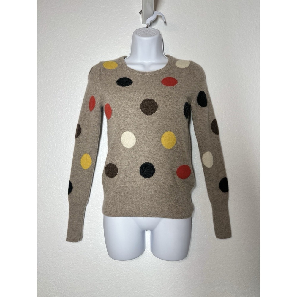 Women's TJX Europe Fun Chic Taupe Polka Dot Cashmere Sweater Check Measurements